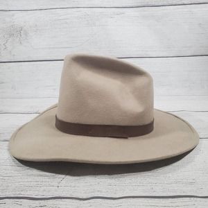 100% Wool Cowboy Hat-Beige/Tan with Brown Band Size 7 1/8